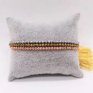 Silver Gold Rose Gold Beaded Tassel Bracelet